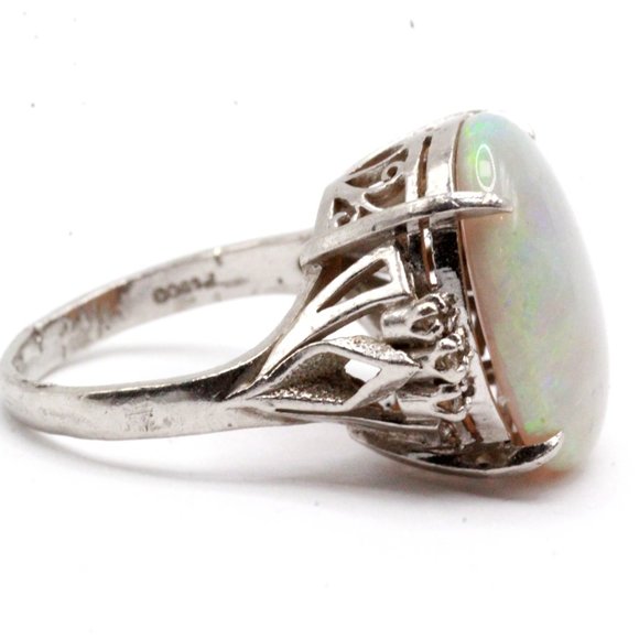 Mid Century Platinum 7 CTW Opal Diamond Ring - Picture 13 of 15